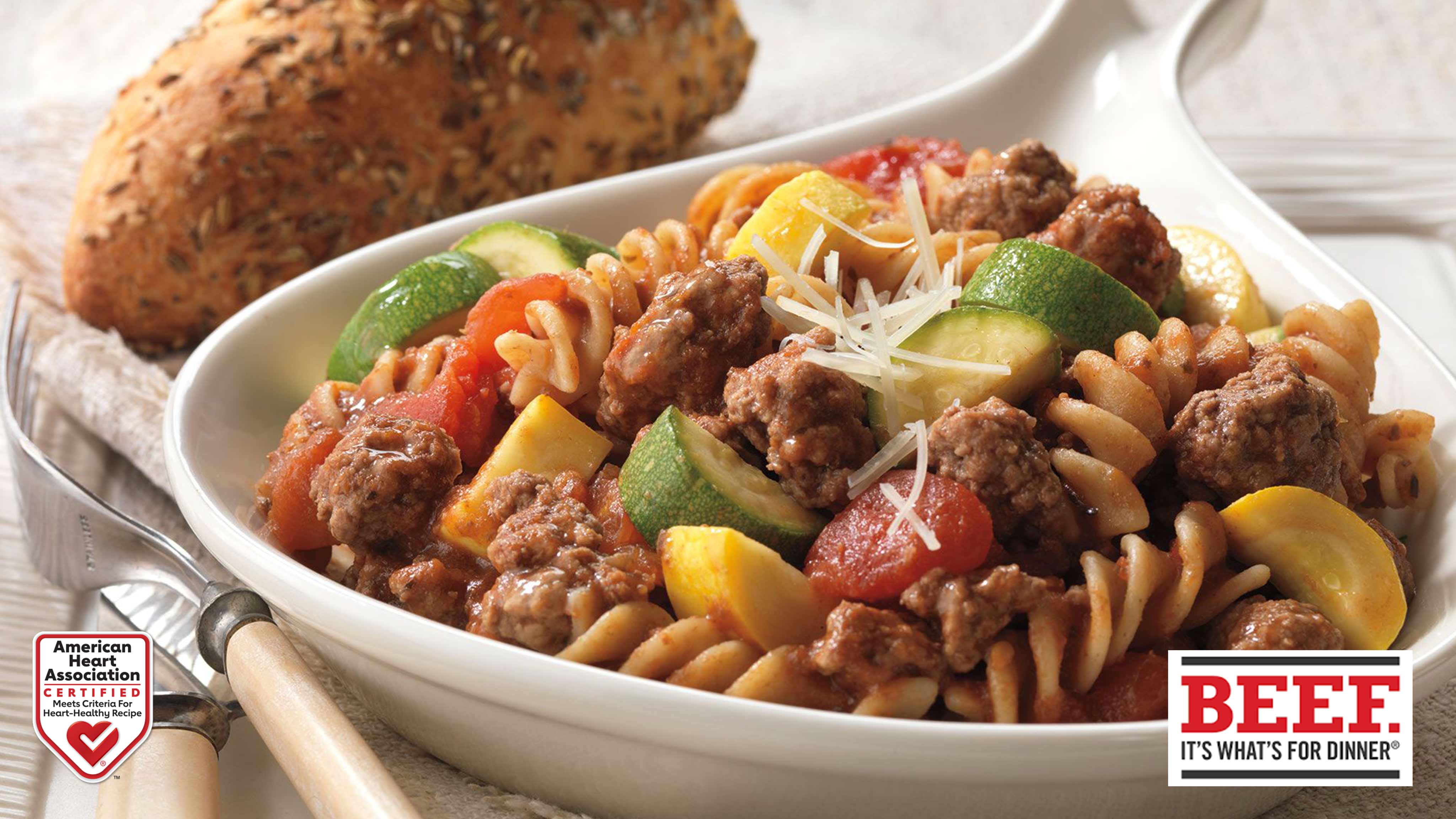 Image for Recipe Ground Beef and Pasta Skillet Primavera