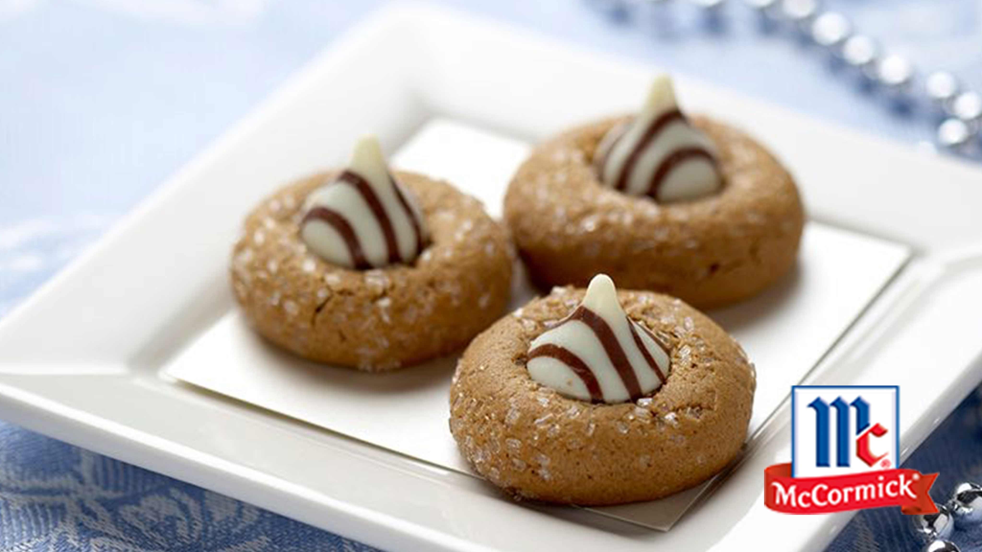 Image for Recipe White Chocolate Kissed Gingerbread Cookies with Chocolate Drizzle