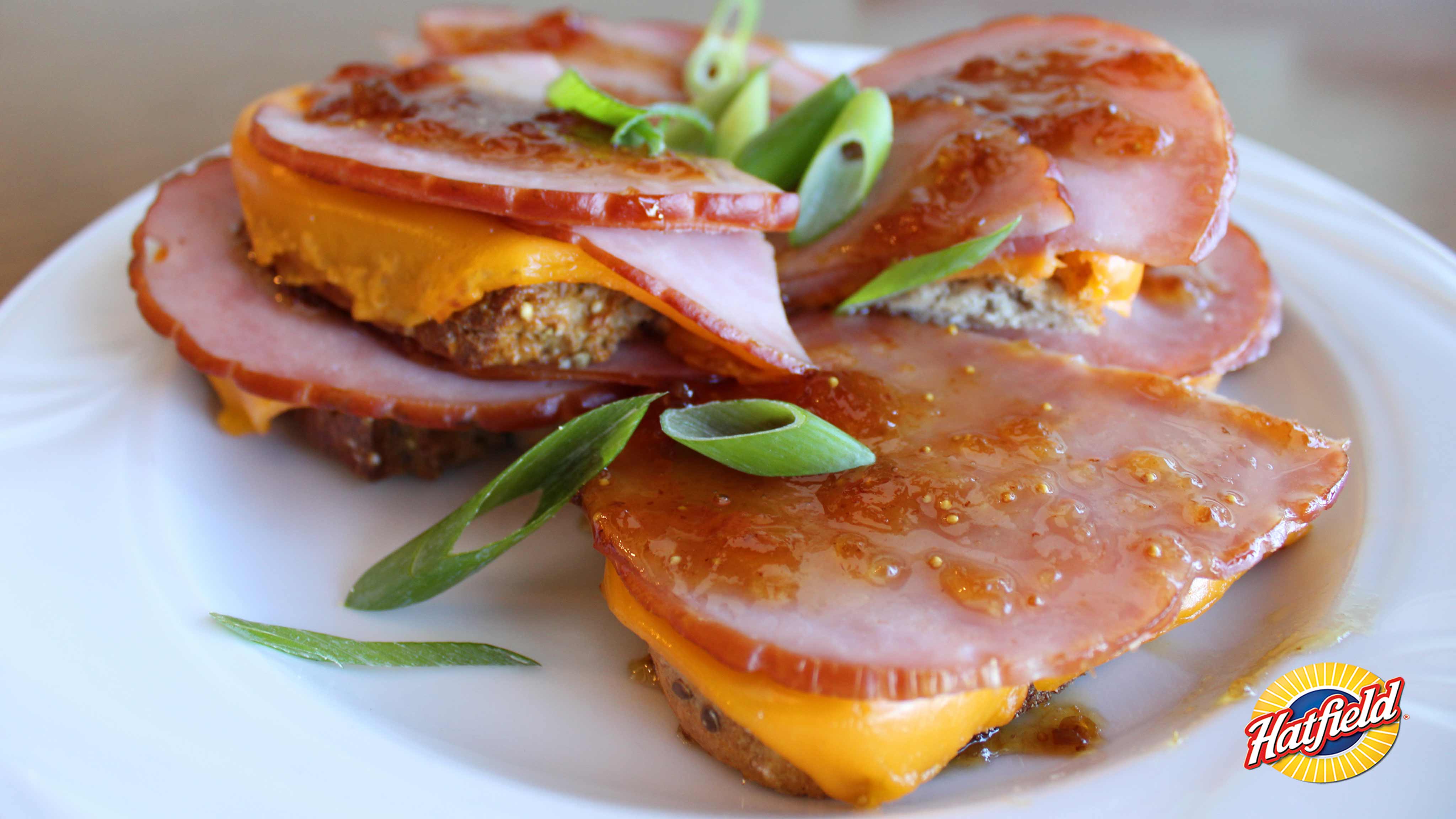 Image for Recipe Ham, Fig Jam and Cheddar Cheese Open Faced Sandwich