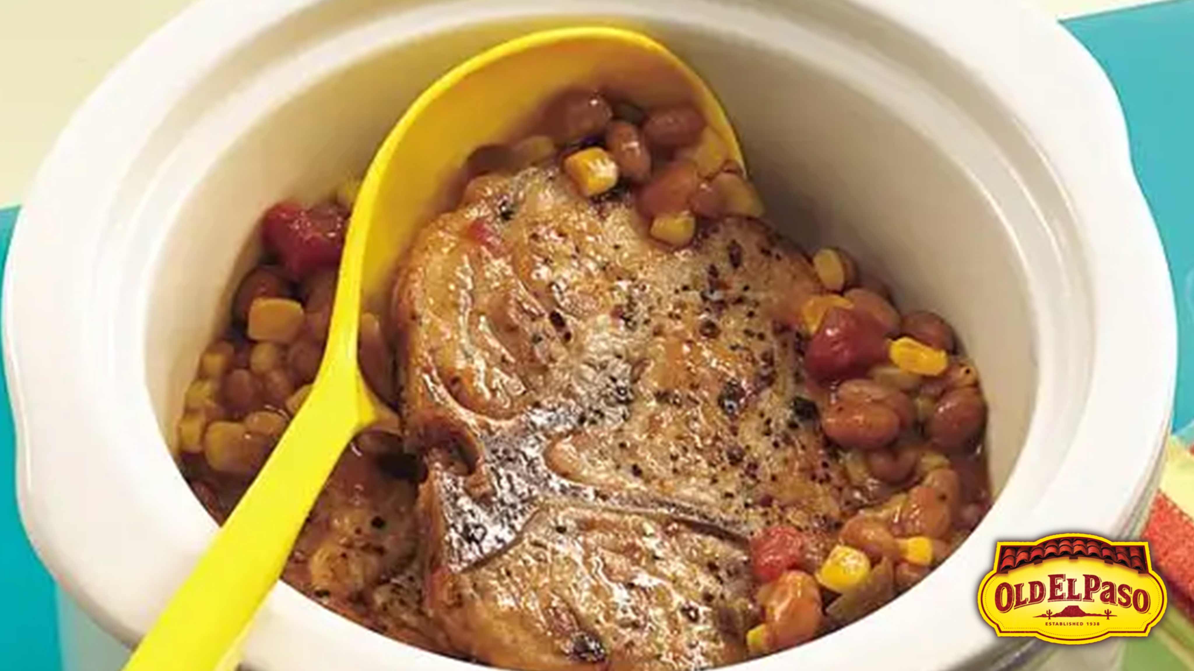Image for Recipe Pork Chops with Salsa Beans (Slow Cooker)