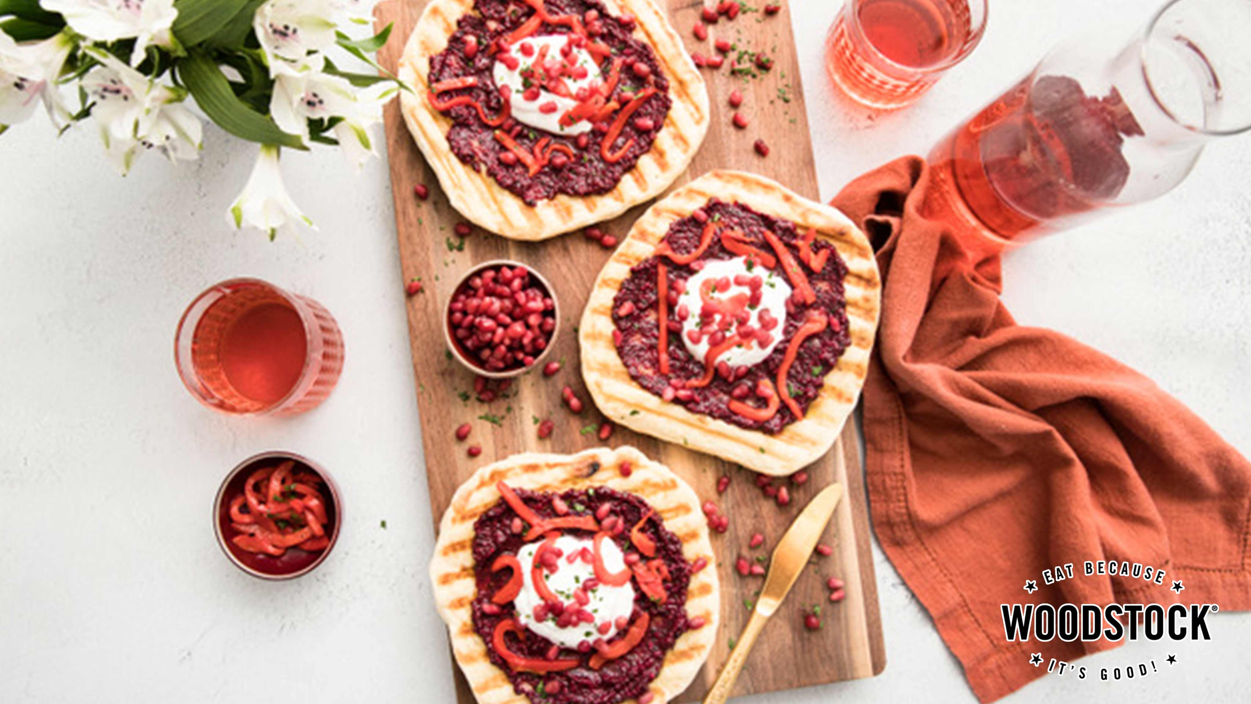 Image for Recipe Miniature Grilled Flatbreads with Beet Pesto