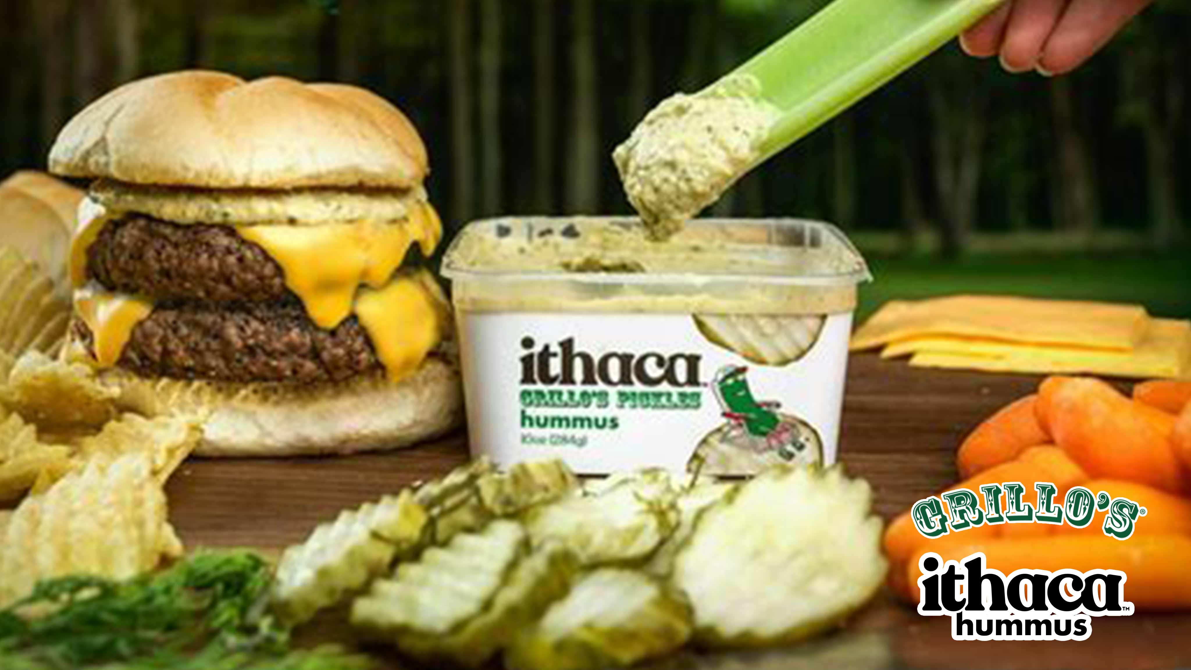 Image for Recipe Ithaca Grillo's Pickles Hummus Burger