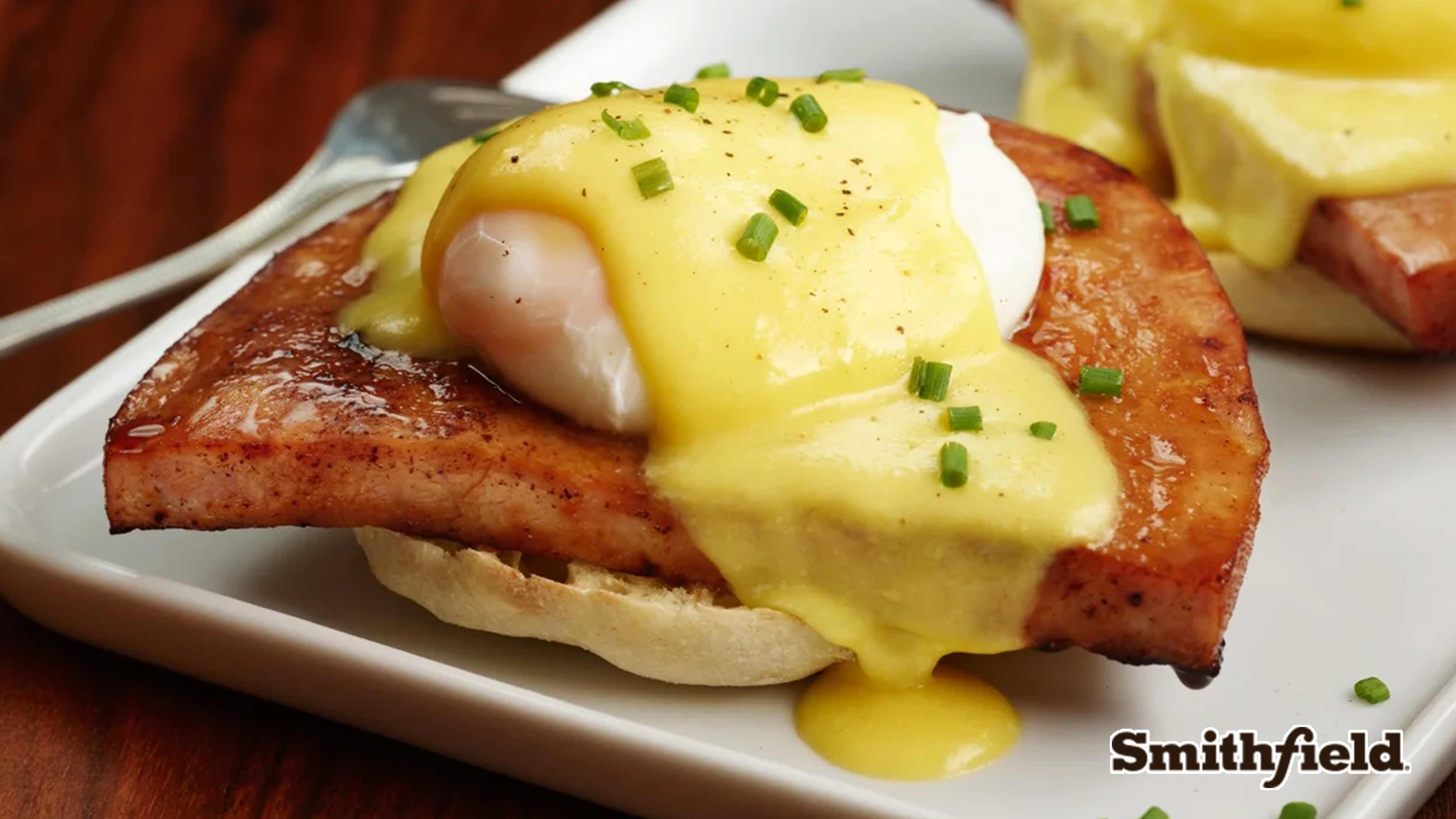 Image for Recipe Ham Steak Eggs Benedict