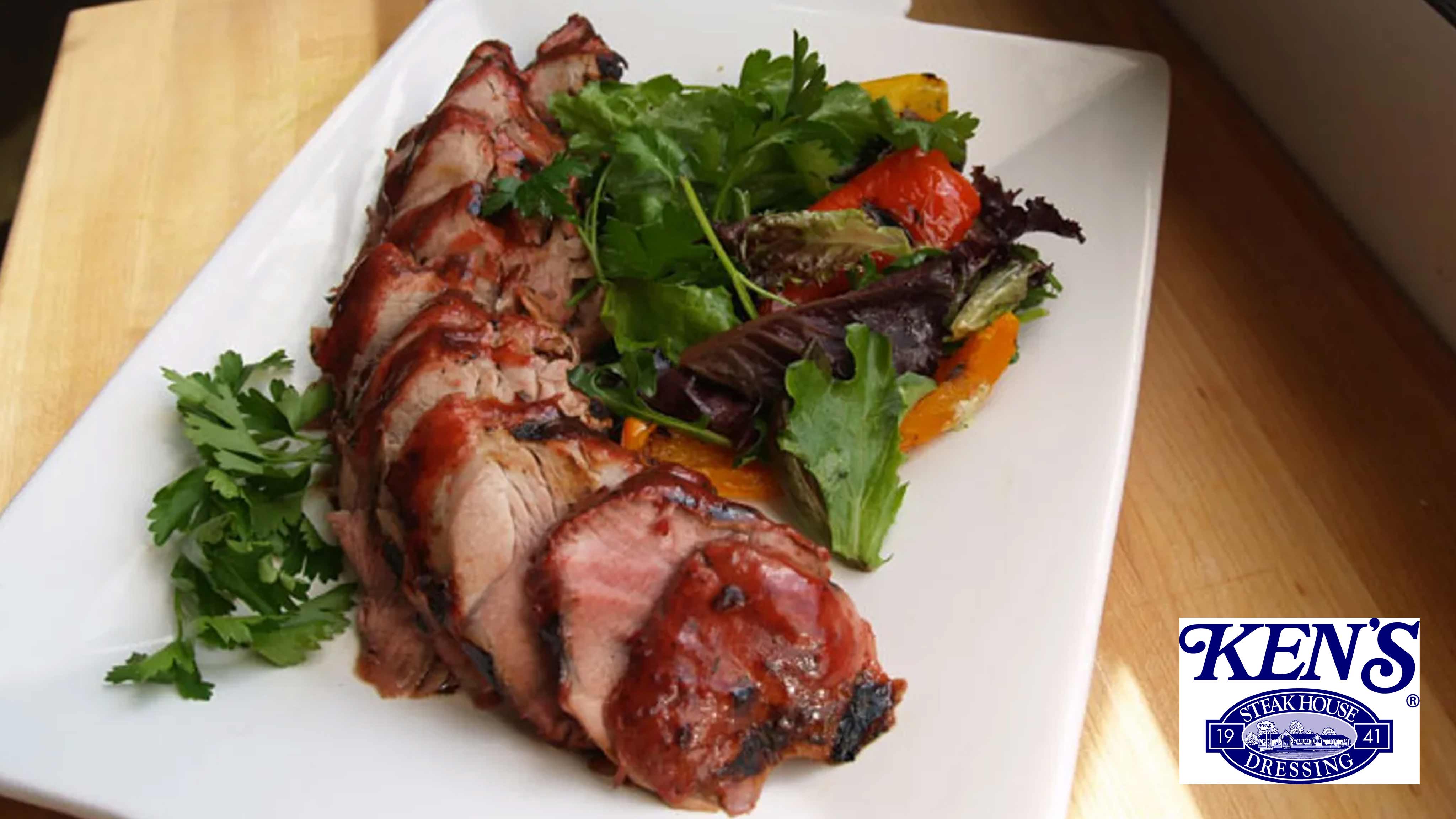 Image for Recipe Lite Raspberry Walnut Vinaigrette Marinated Pork Tenderloin