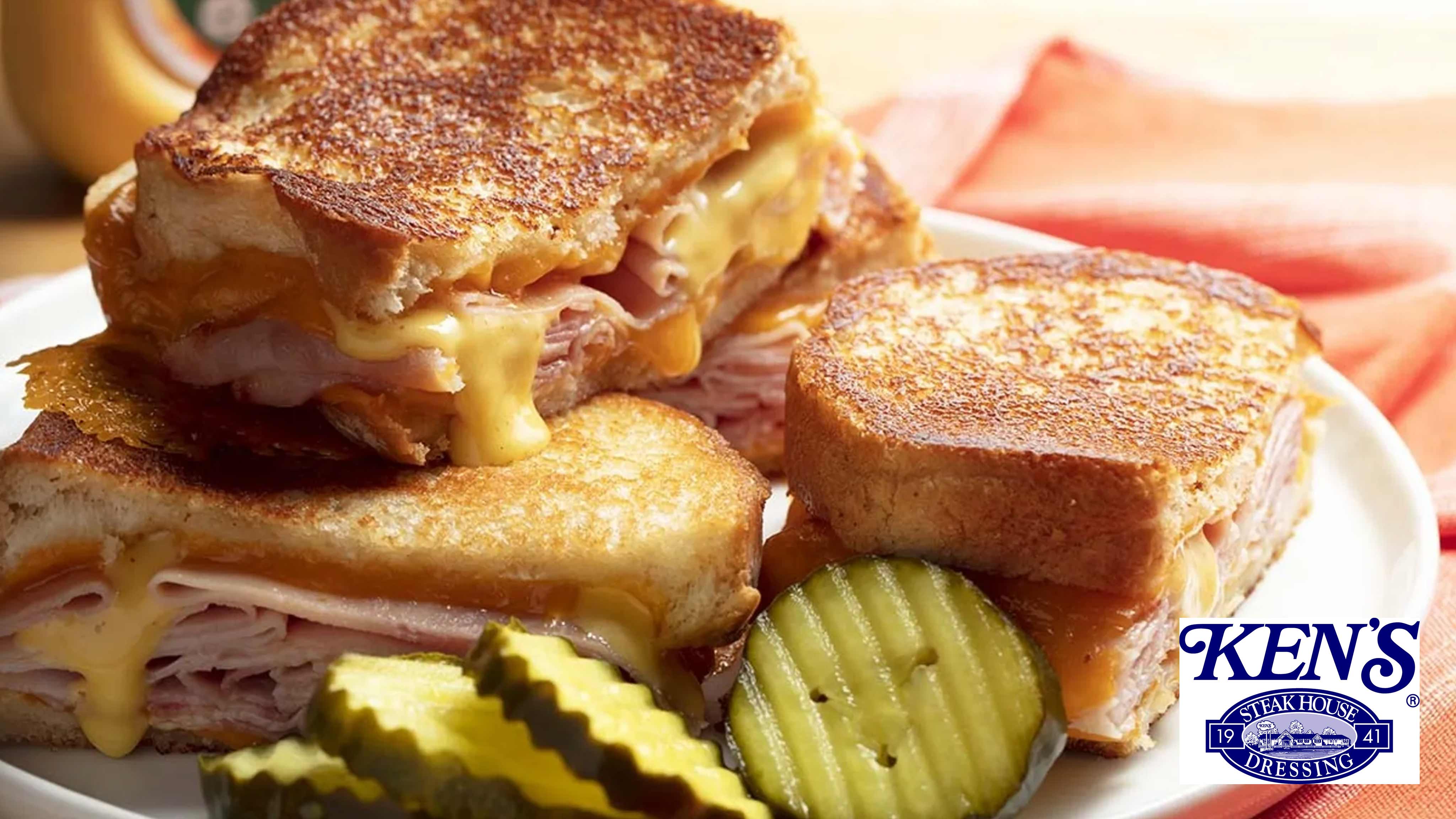 Image for Recipe Grilled Ham and Cheese with Spicy Honey Mustard Sauce