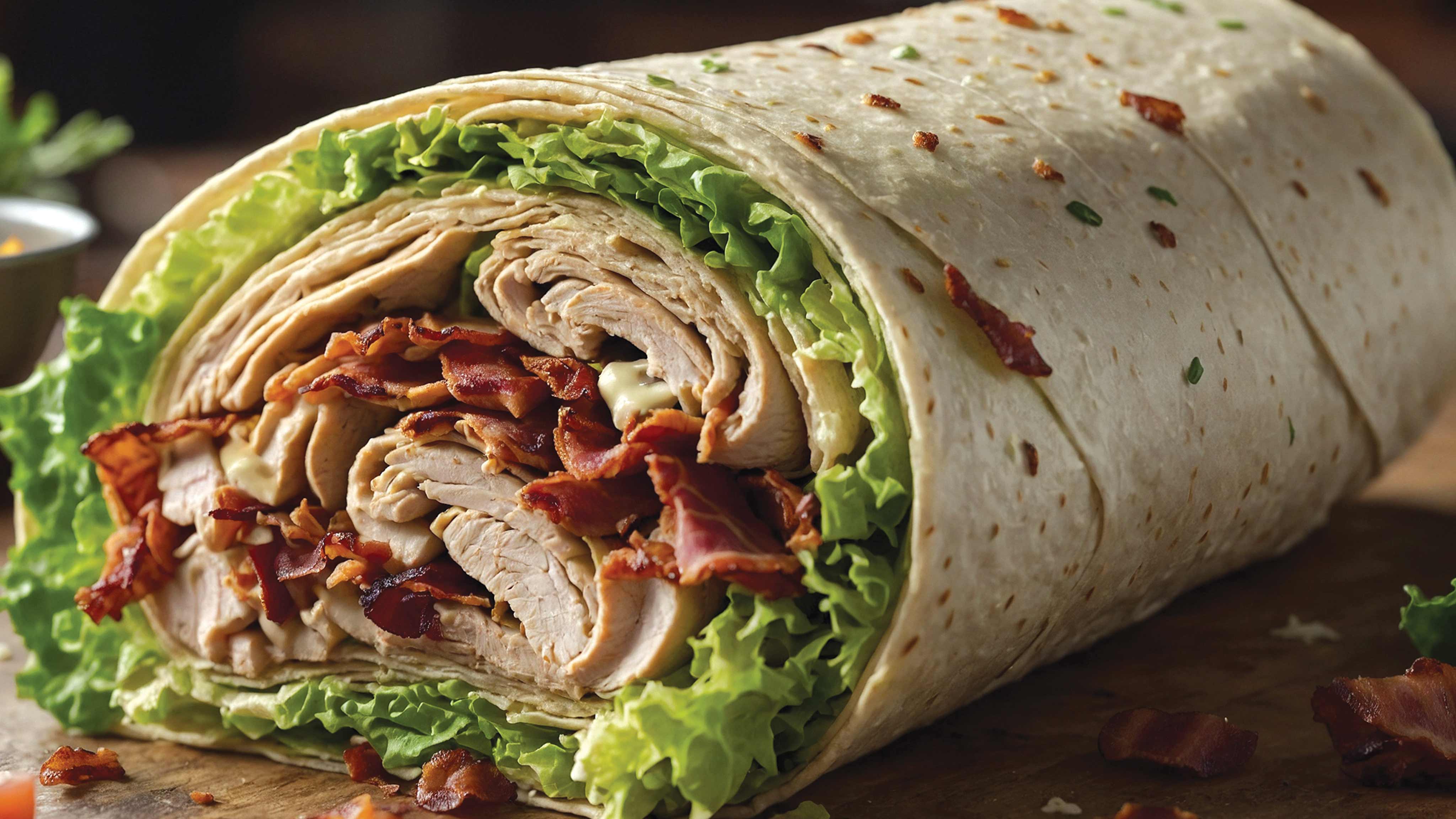 Image for Recipe Sliced Turkey and Bacon Roll Wraps