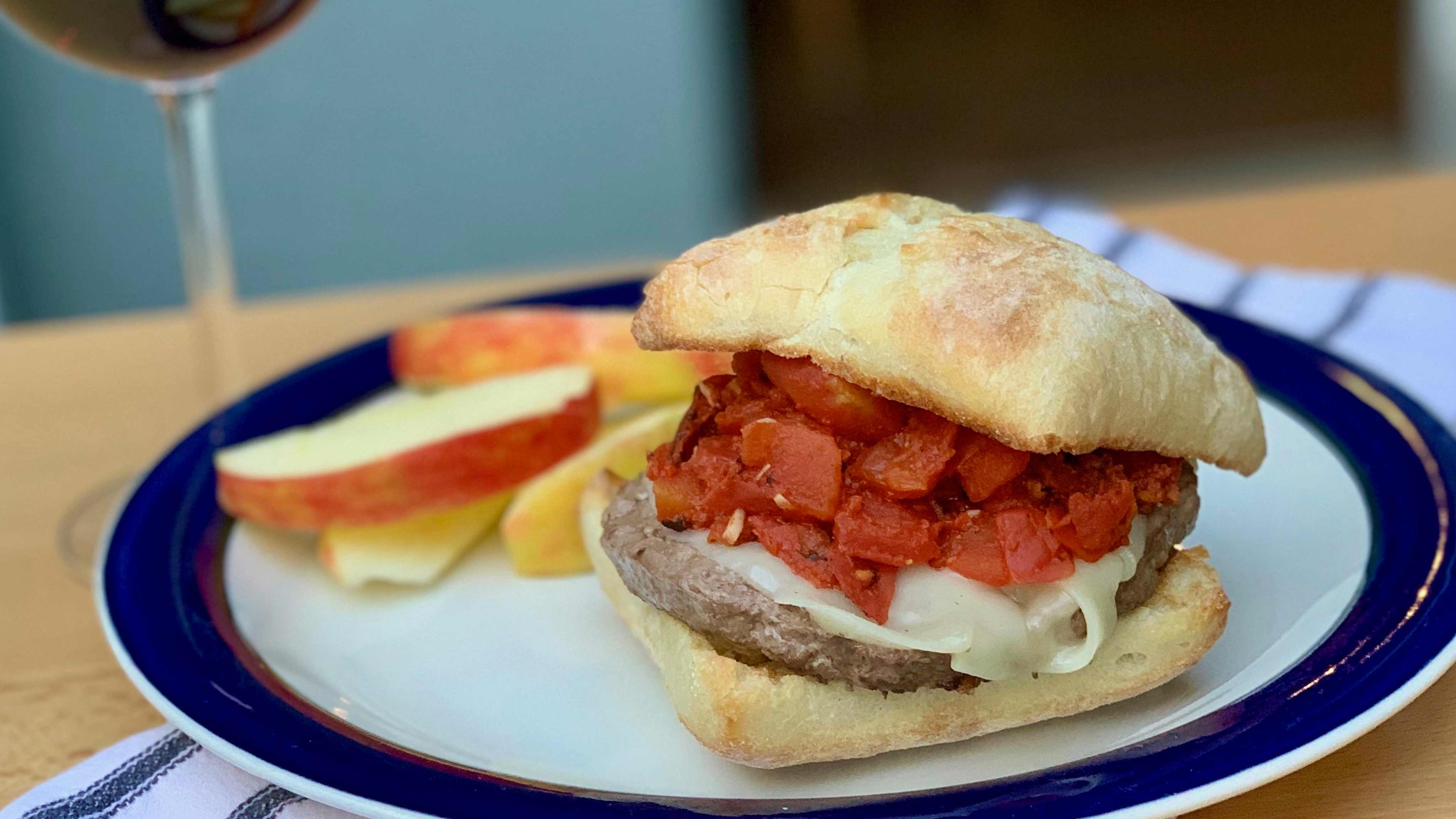 Image for Recipe Cajun Burgers with Fire Roasted Creole Tomatoes