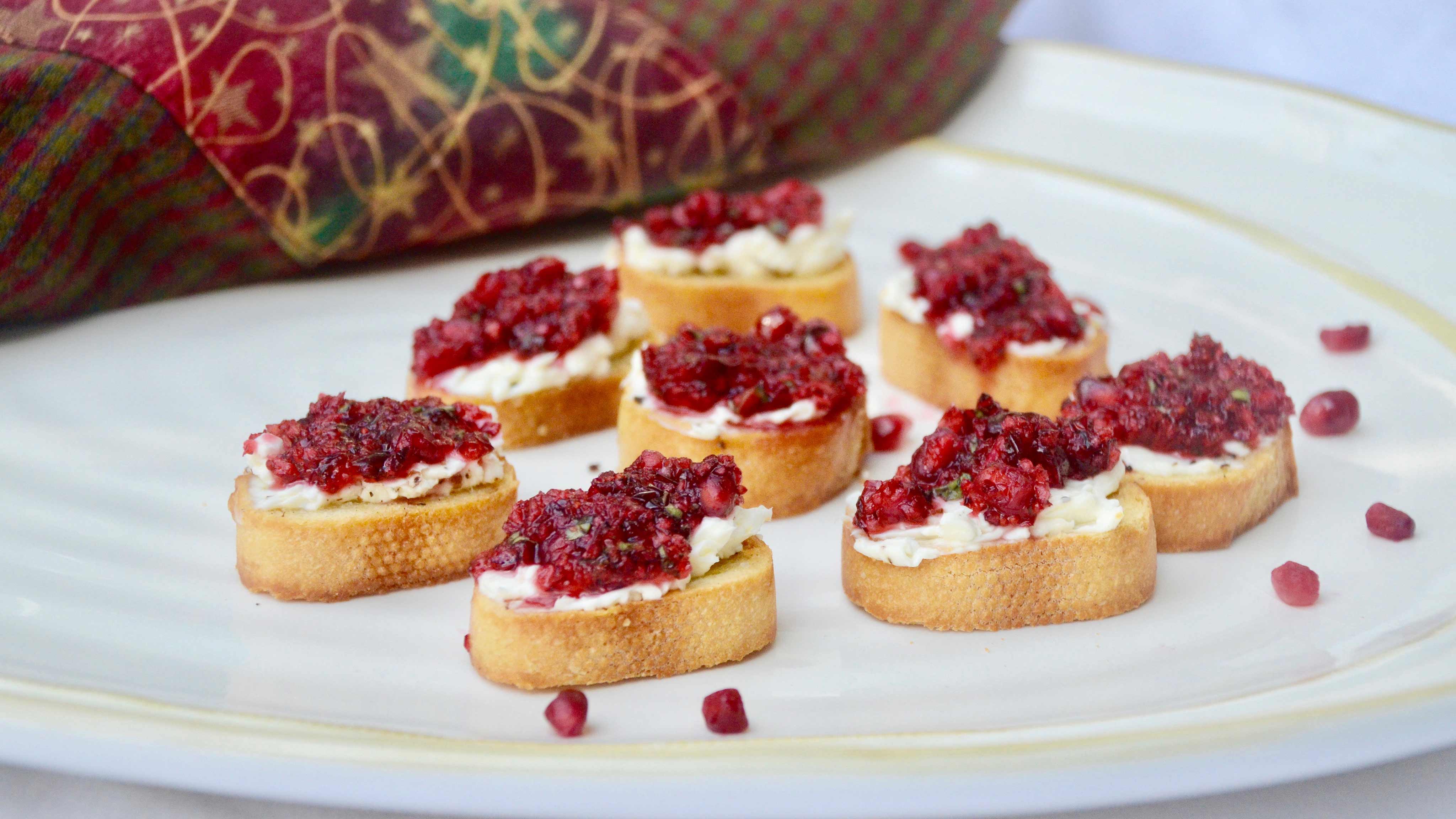 Image for Recipe Fresh Cranberry and Pomegranate Bruschetta