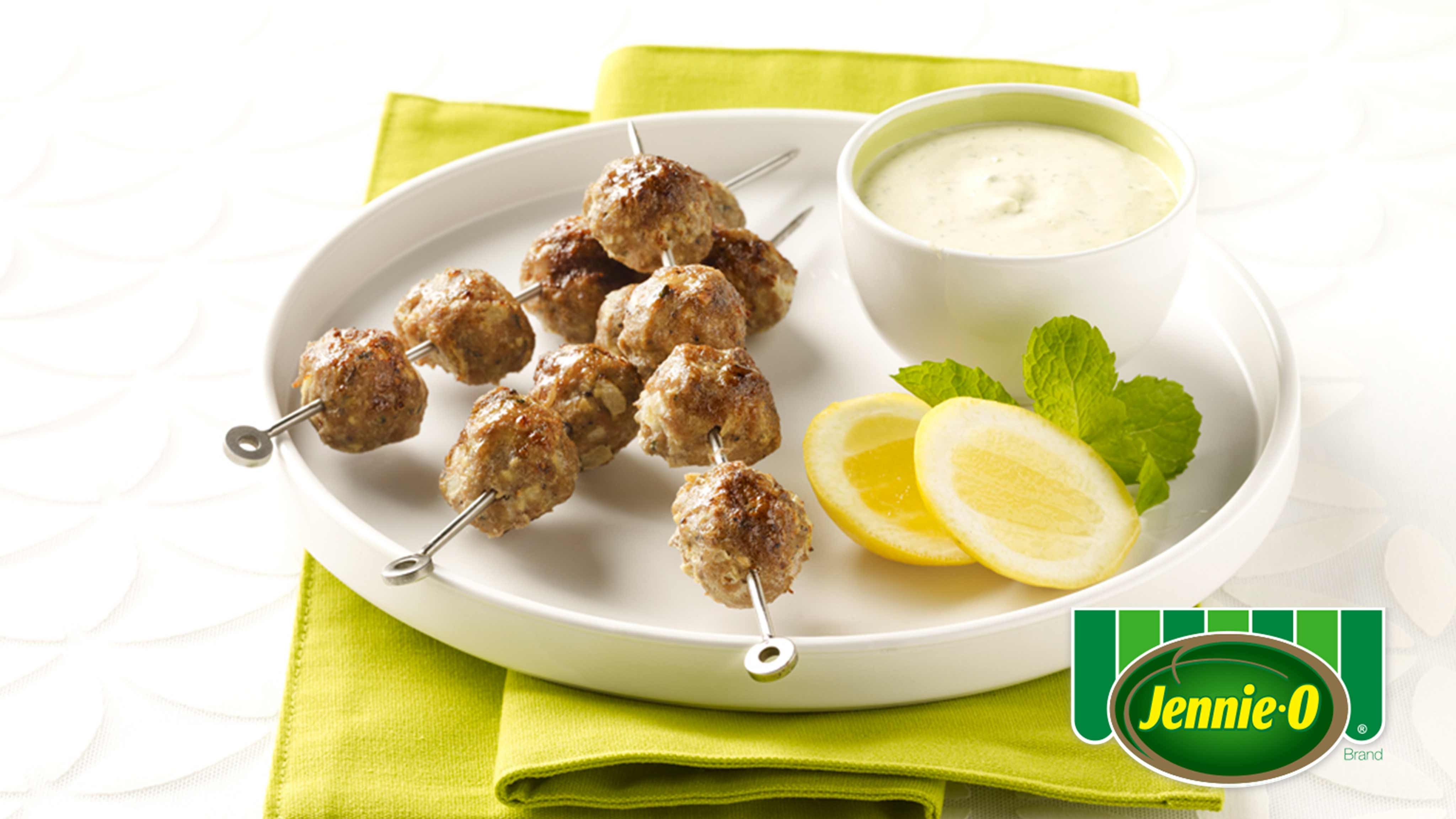 Image for Recipe Spicy Turkey Kabobs with Tangy Yogurt Sauce