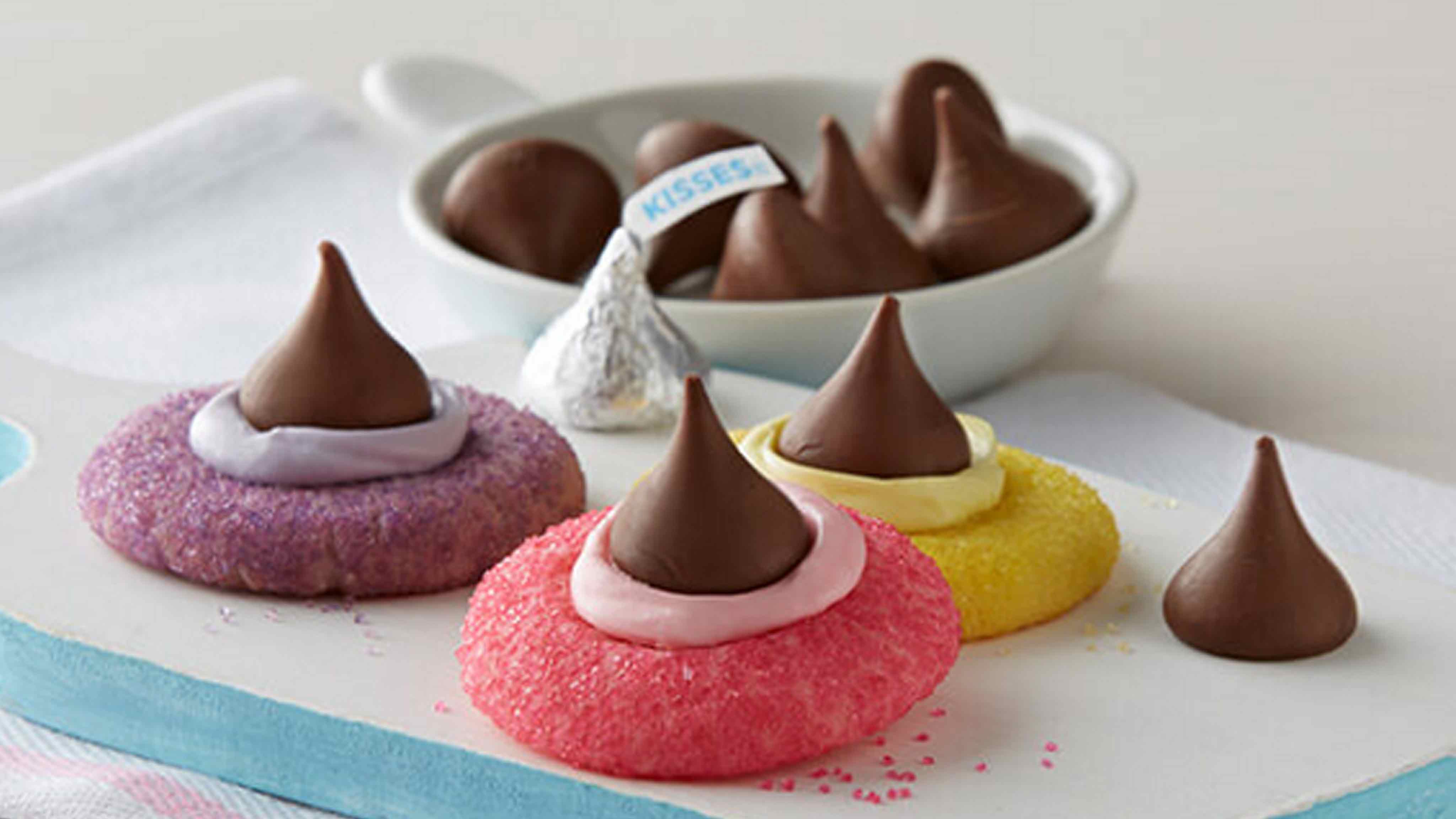 Image for Recipe Hershey's Kisses Springtime Thumbprint Cookies