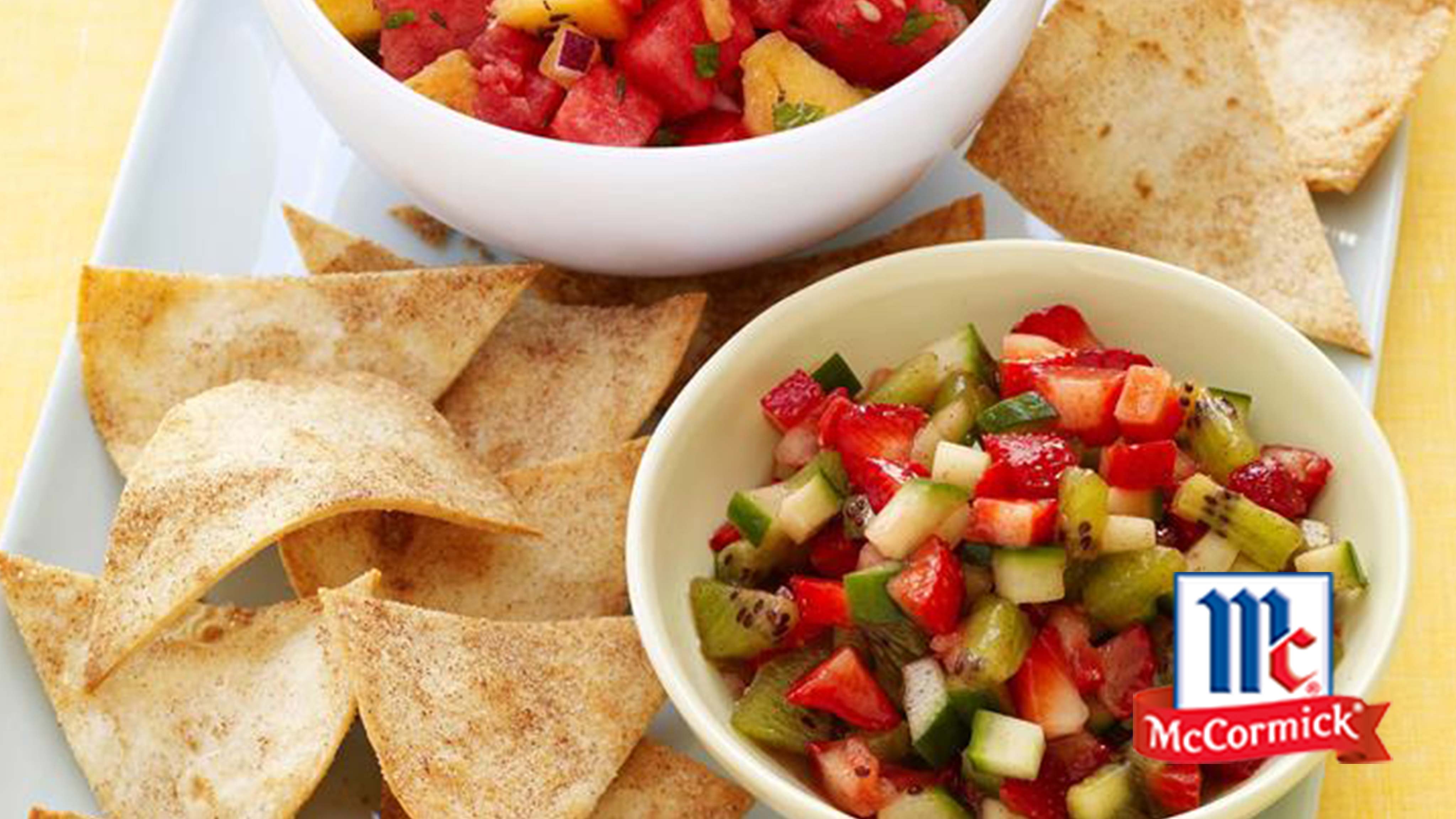 Image for Recipe Cool Strawberry Salsa with Cinnamon Tortilla Chips