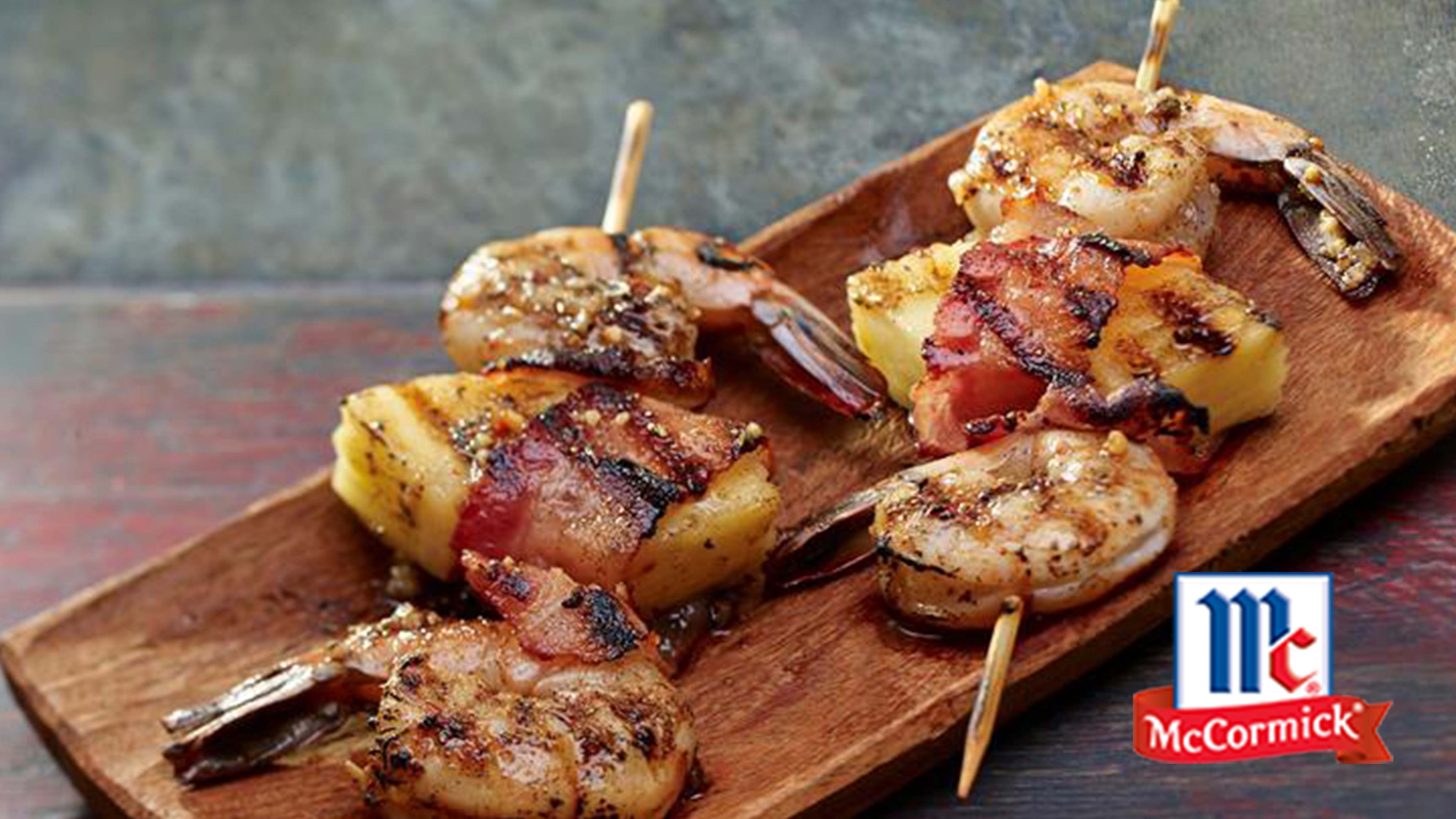 Image for Recipe Island Woodfire Shrimp with Bacon Wrapped Pineapple