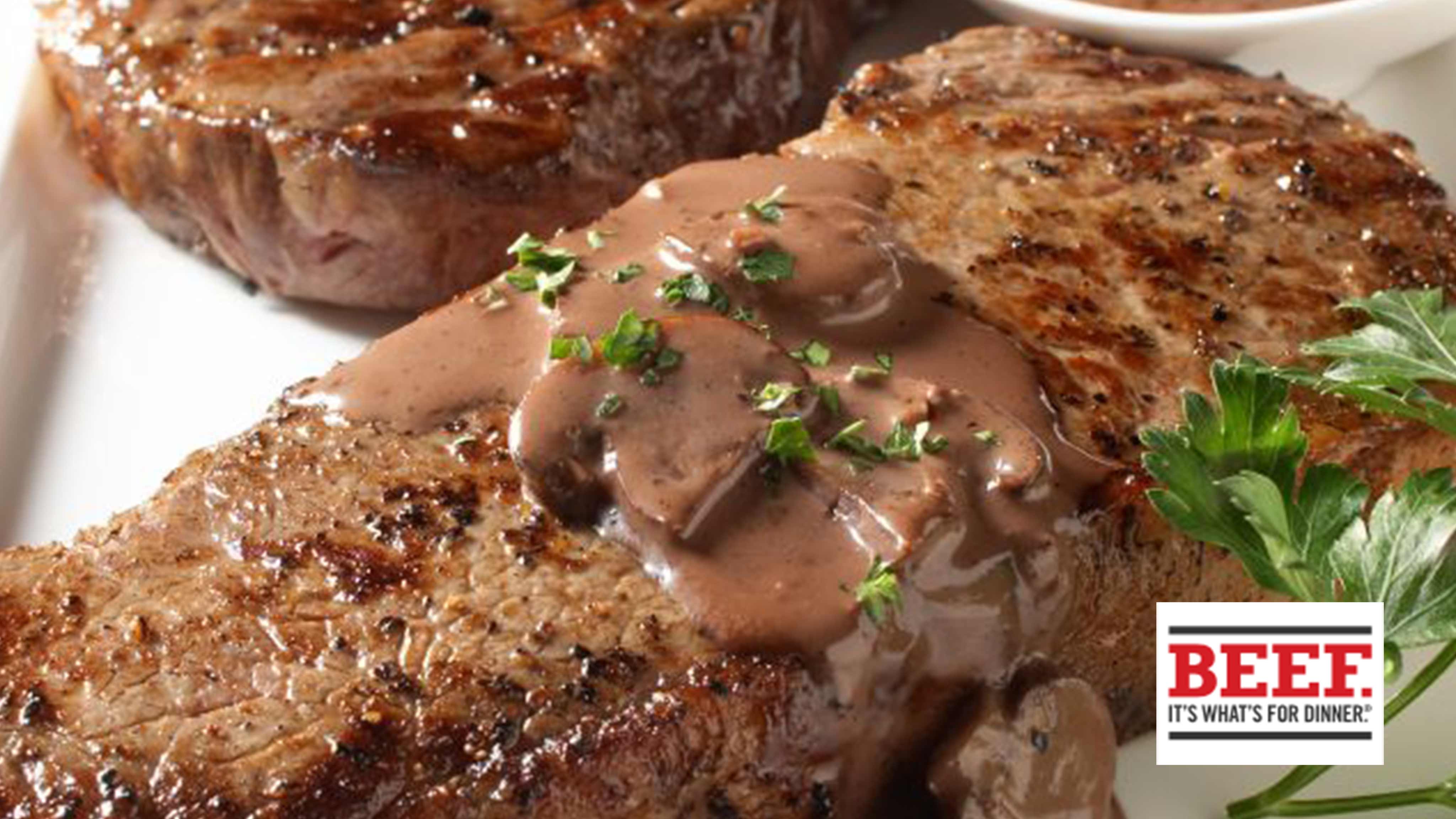 Image for Recipe Strip Steaks with Red Wine Sauce