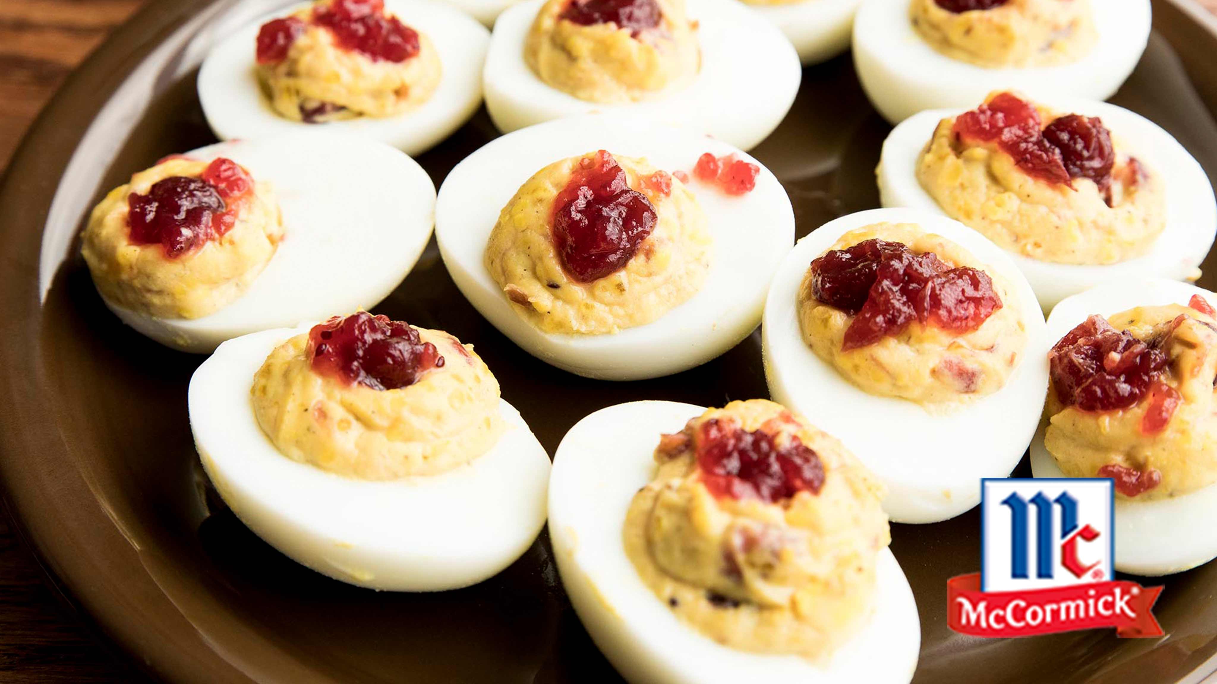 Image for Recipe Thanksgiving Cranberry Deviled Eggs