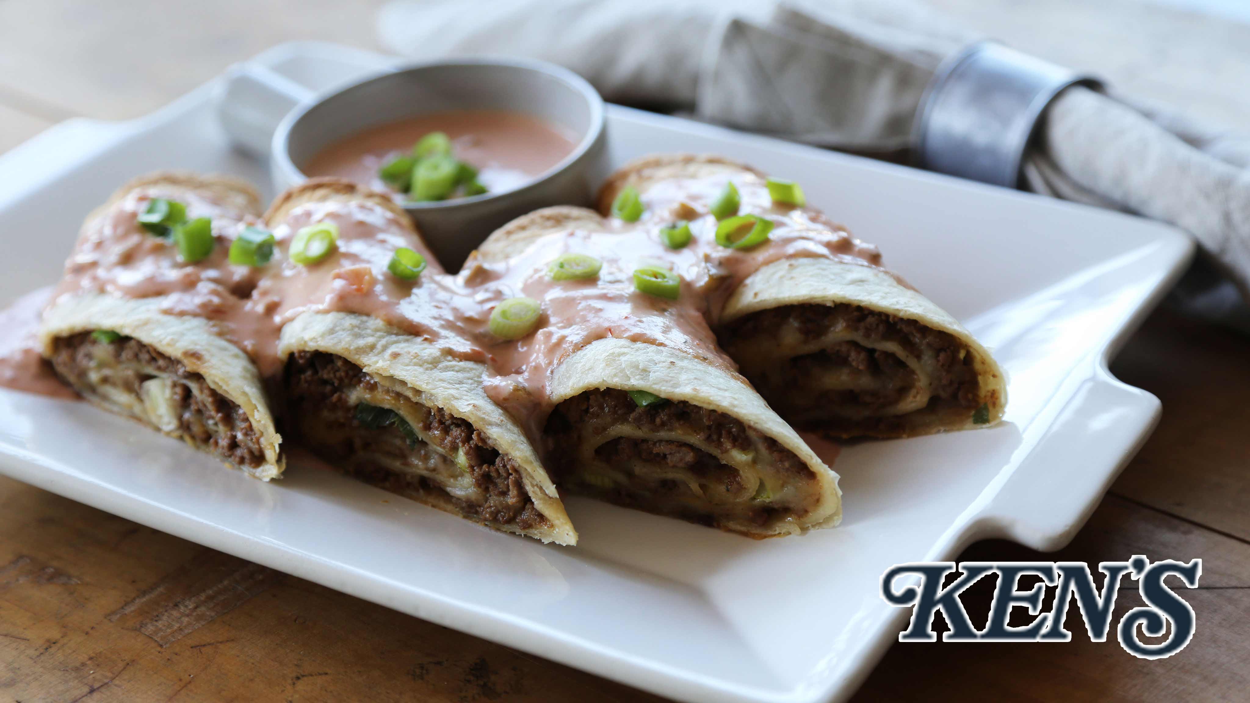 Image for Recipe Southwestern Crispy Beef Rolls with Salsa Ranch Dipping Sauce