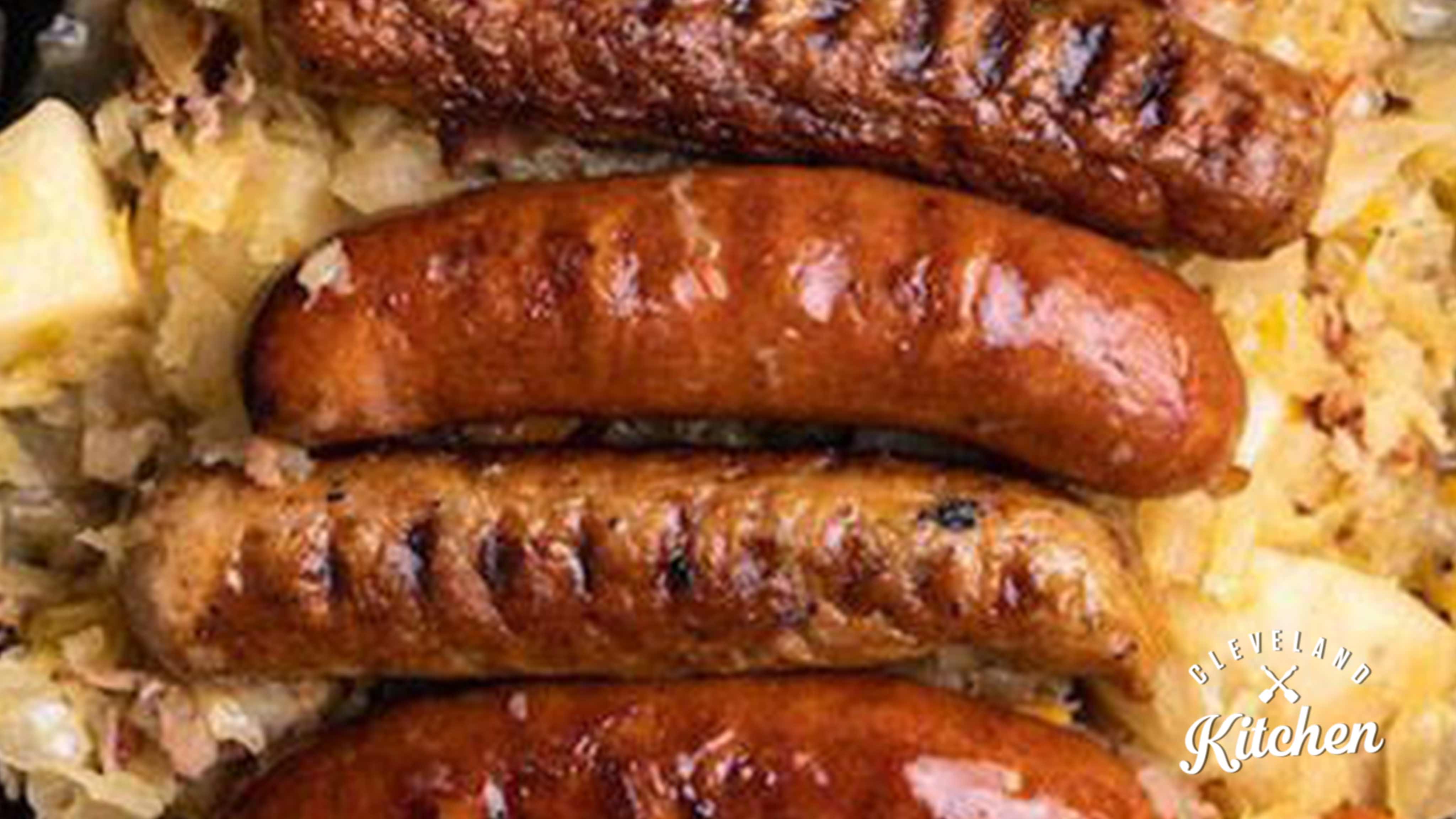 Image for Recipe Beer-Braised Sausages and Sauerkraut