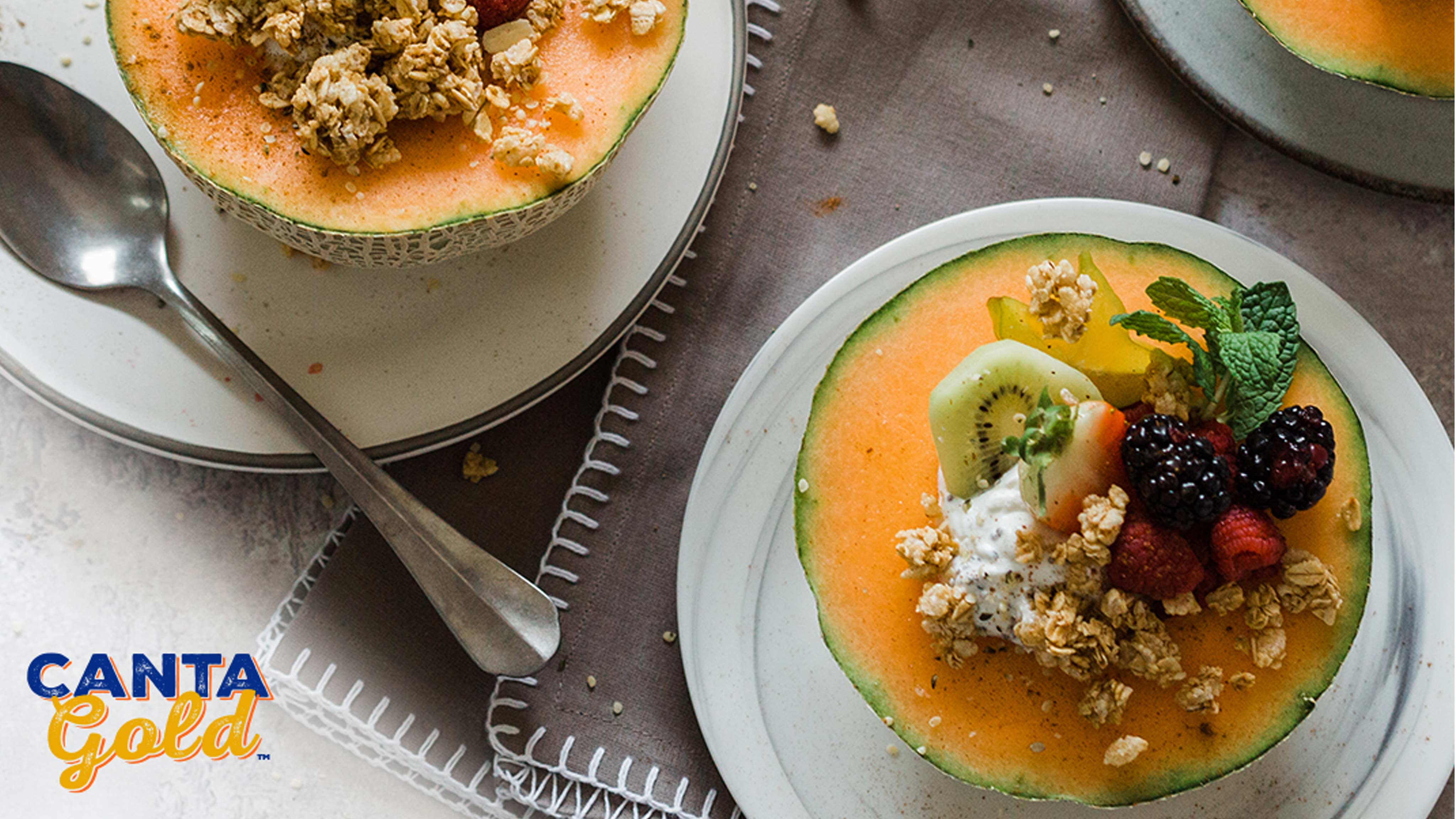 Image for Recipe CantaGold Chia Cantaloupe Boats