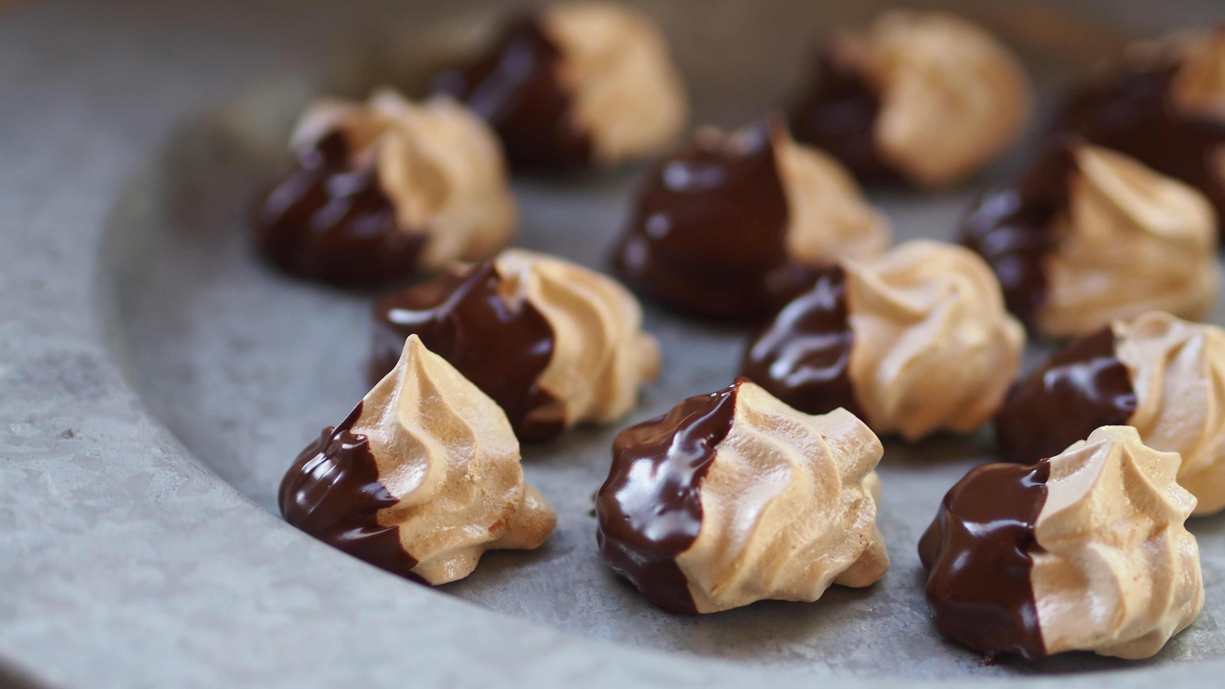 Image for Recipe Chocolate-Dipped Espresso Meringues